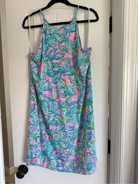 Lilly Pulitzer Pink Aqua Tropical Print Dress